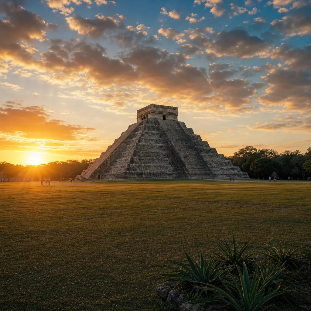 Tours a Chichén Itzá ,  pirámide El Castillo bajo un cielo despejado
